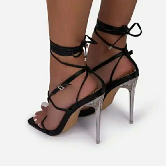 Square Toe Lace Up Heel - Picture 4 of 7